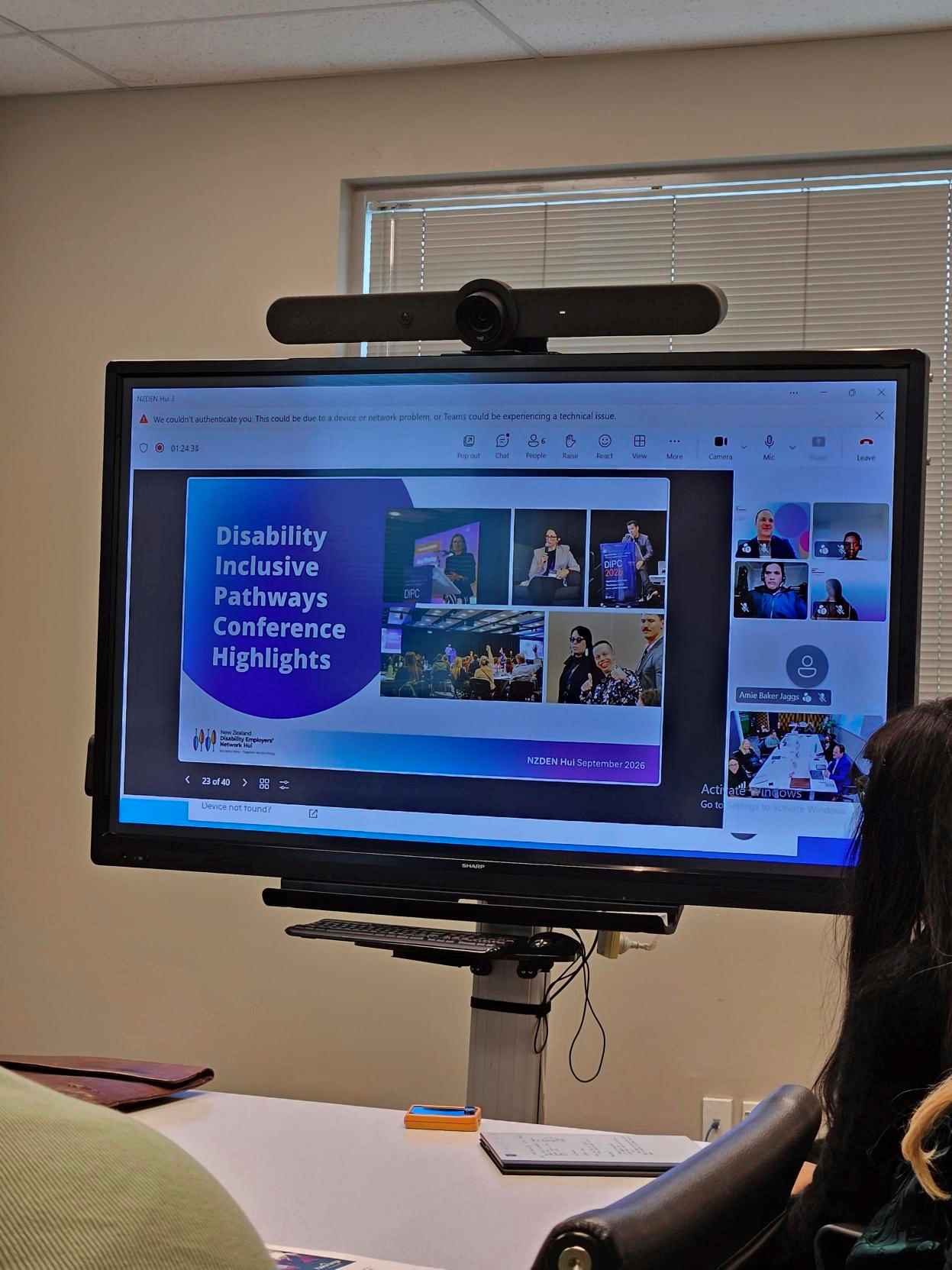 A pic of the TV where online participants called in